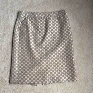 J. Crew Beige Pencil Skirt with Cream Polka Dots